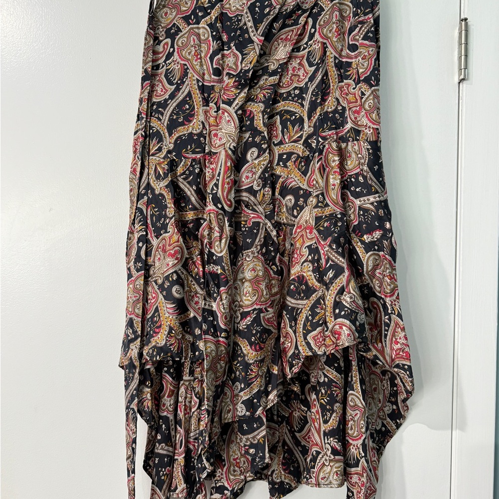 The Kooples Silk Asymmetrical Wrap Skirt